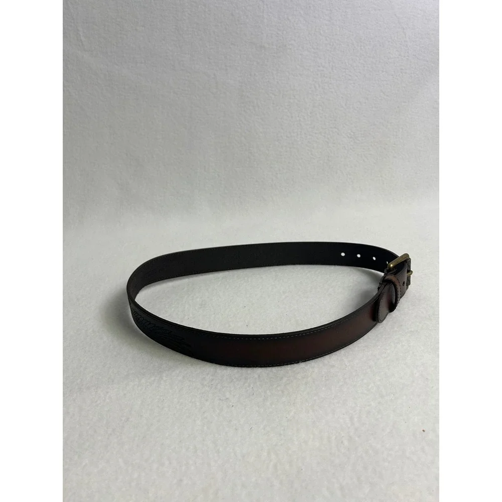 Western Americana Levi's Mens M Brown Leather Ombre Logo Buckle Belt